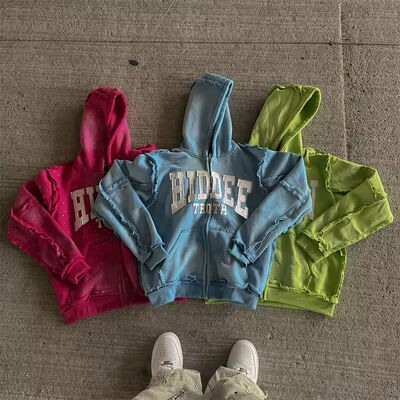Distressed Applique Embroidery Hoodie